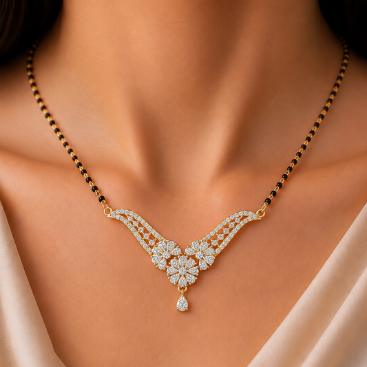 The Royal Fern Diamond Mangalsutra and Earring Set