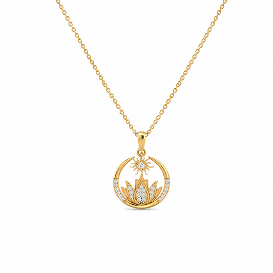 Prismatic Lotus Bloom Diamond Pendant Studs Set