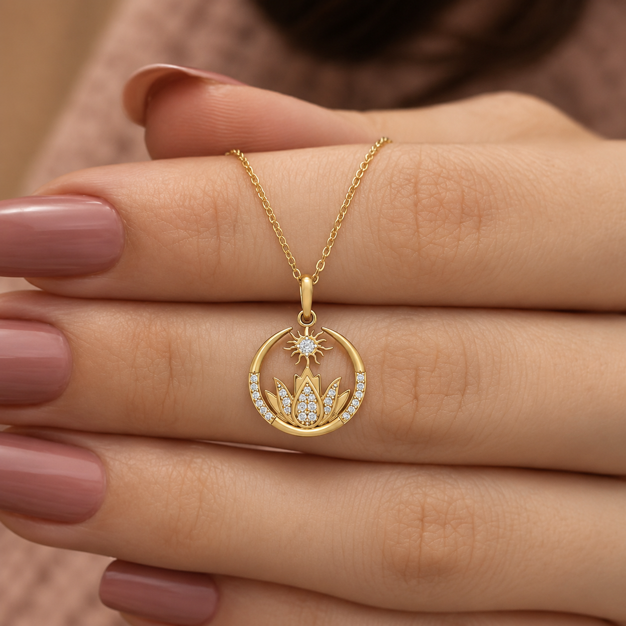 Prismatic Lotus Bloom Diamond Pendant Studs Set
