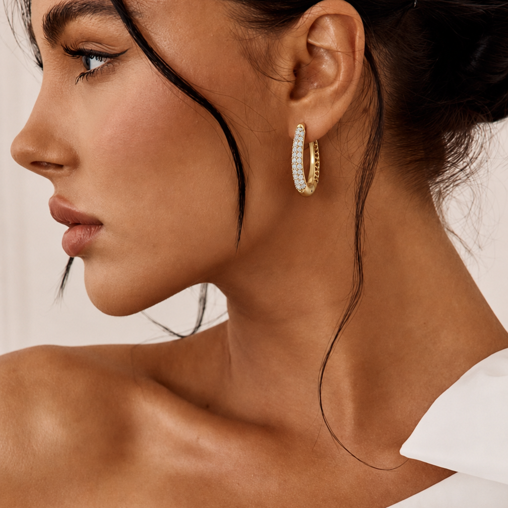 The Luminary Pavé Arch Diamond Hoop Earrings