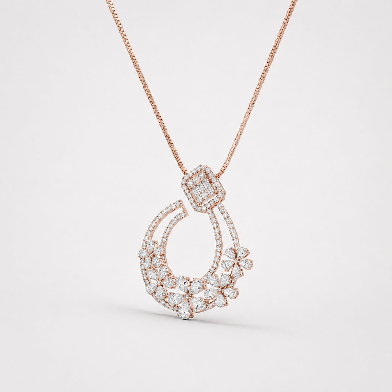 The Royal Bloom Architectural Diamond Statement Pendant
