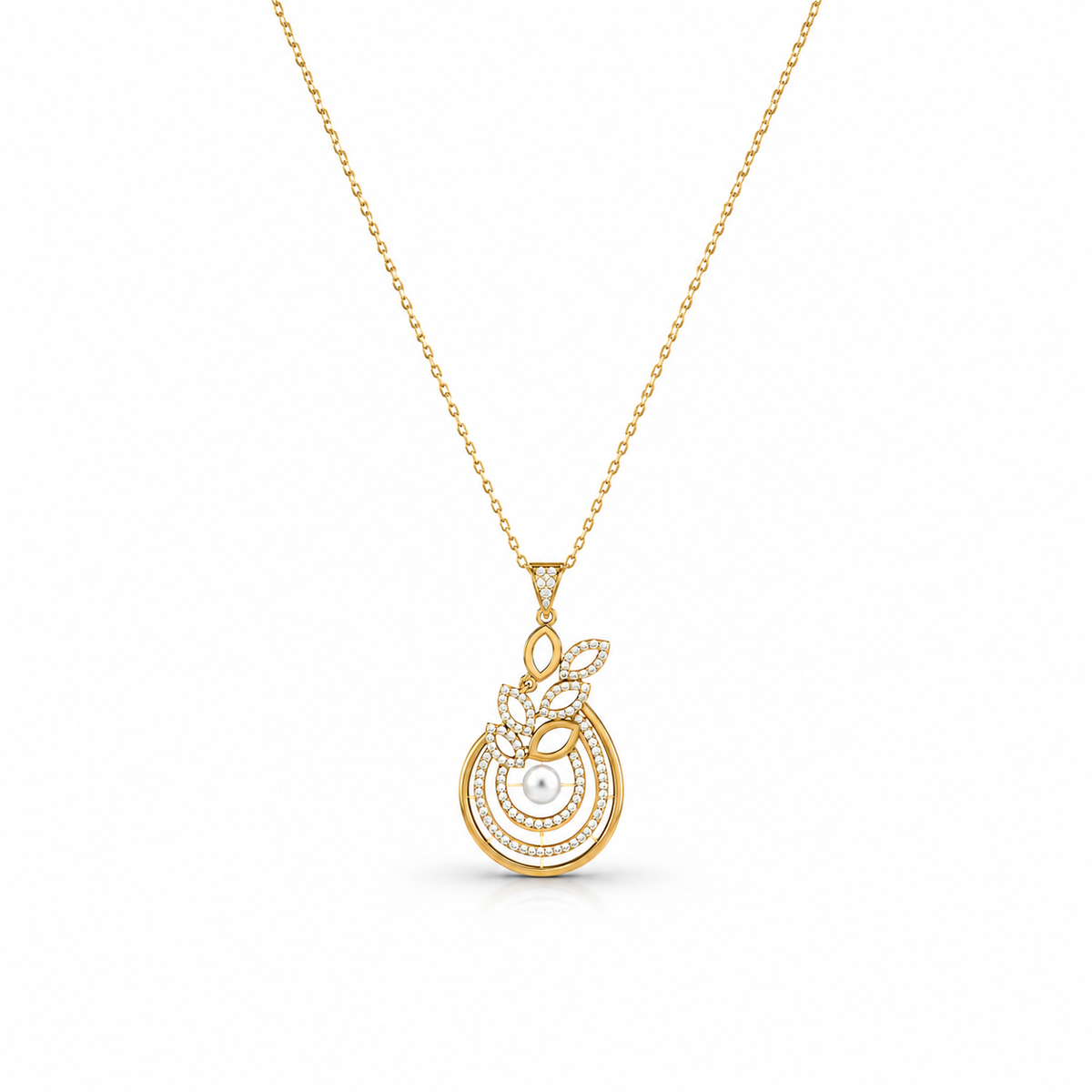 Exquisite Pearl & Diamond Teardrop Pendant and Earring Set