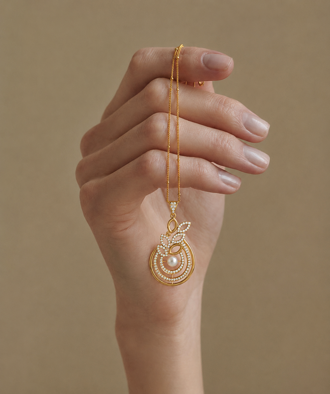 Exquisite Pearl & Diamond Teardrop Pendant and Earring Set