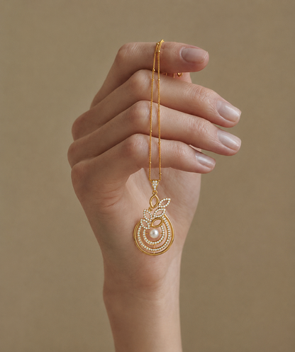 Exquisite Pearl & Diamond Teardrop Pendant and Earring Set