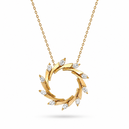 Radiant Marquise Halo Gold Pendant