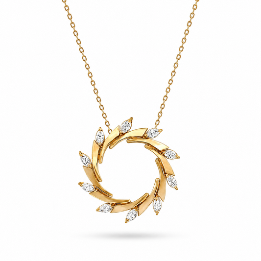 Radiant Marquise Halo Gold Pendant