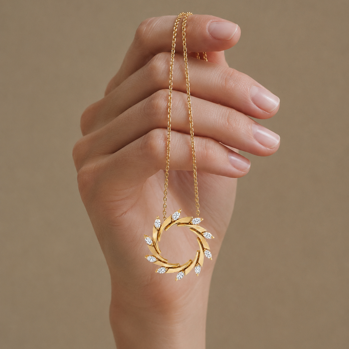 Radiant Marquise Halo Gold Pendant
