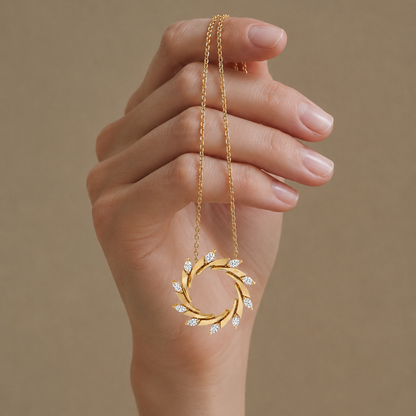 Radiant Marquise Halo Gold Pendant