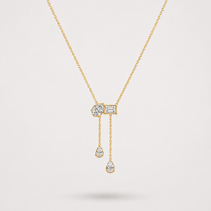 Elegant Pear and Emerald-Cut Duo Pendant