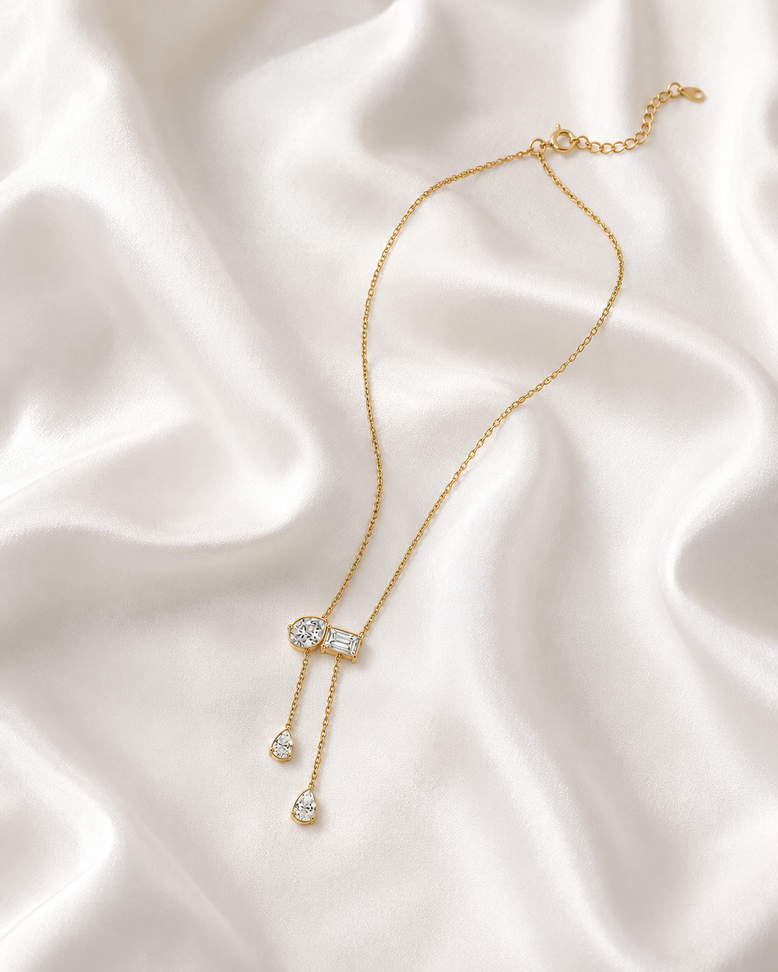 Elegant Pear and Emerald-Cut Duo Pendant