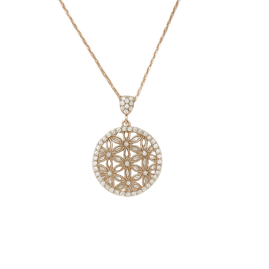 Flower of Life Round Mesh Pendant