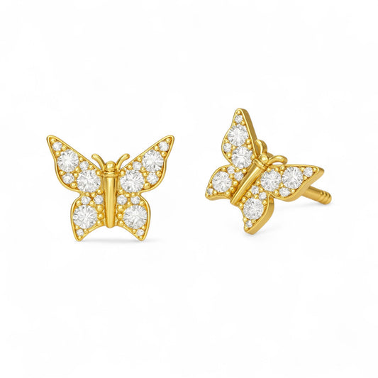 Baby Butterfly Small Diamond Stud Earrings