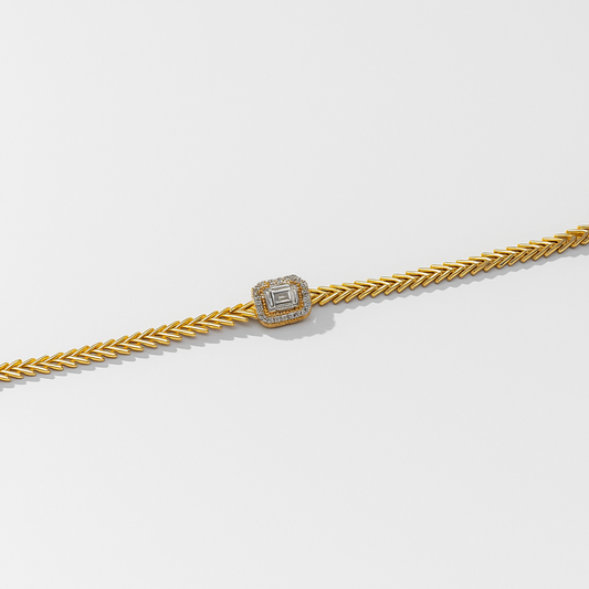 Emerald Gold and Diamond Chain Bracelet