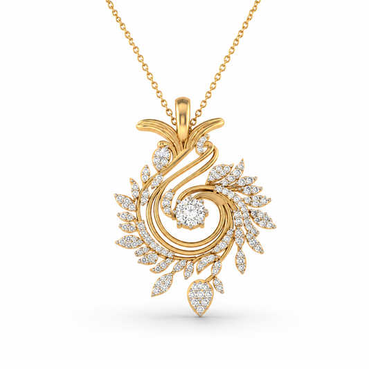 Botanical Swirl Diamond Statement Pendant