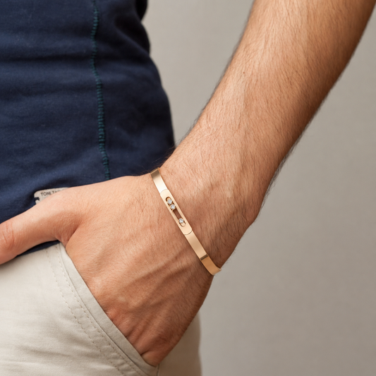 The Floating Diamond Cuff Men Bracelet