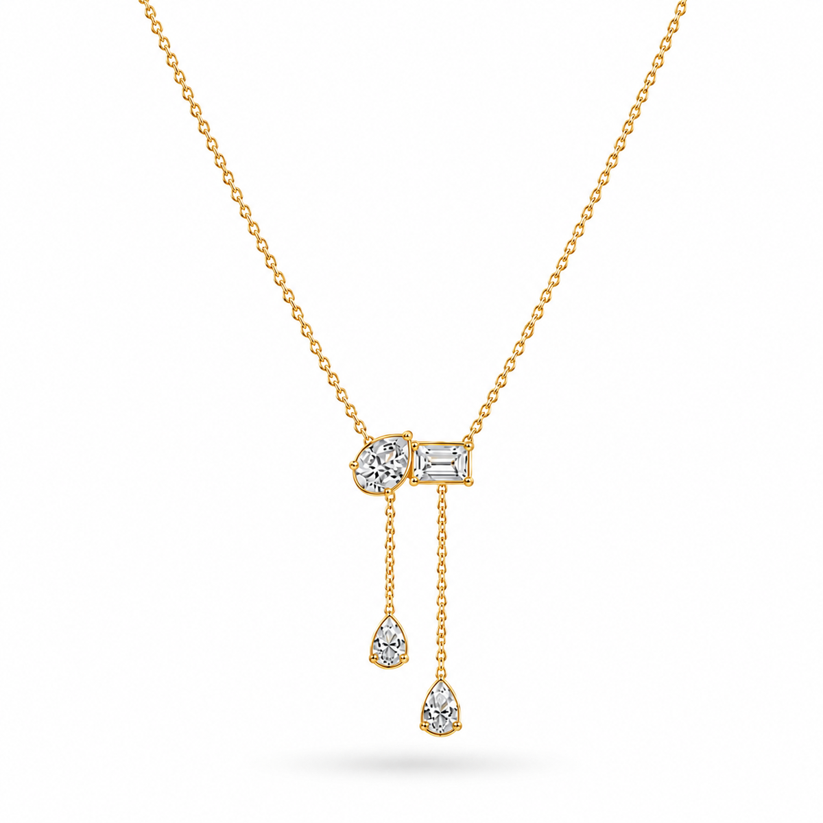 Elegant Pear and Emerald-Cut Duo Pendant
