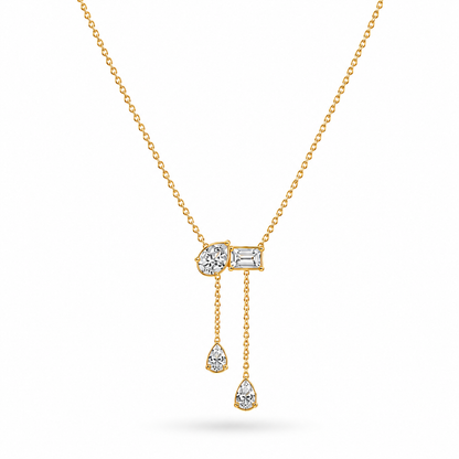 Elegant Pear and Emerald-Cut Duo Pendant
