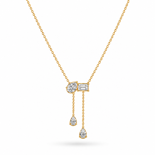 Elegant Pear and Emerald-Cut Duo Pendant