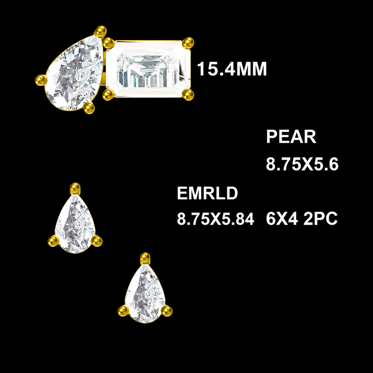 Elegant Pear and Emerald-Cut Duo Pendant