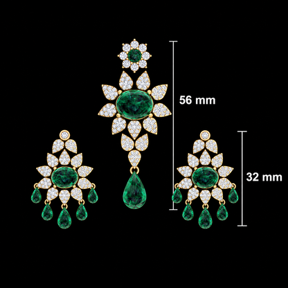 Royal Floral Emerald & Diamond Statement Set