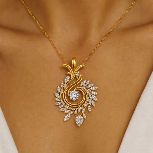 Botanical Swirl Diamond Statement Pendant