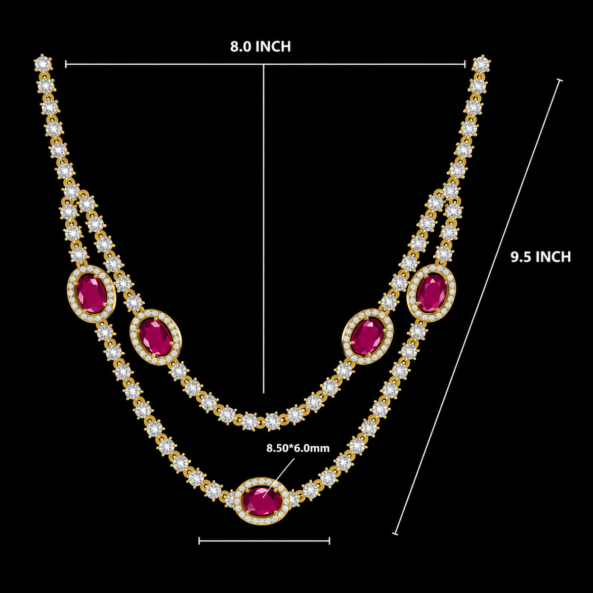 Royal Crimson Double-Layer Diamond & Ruby Necklace