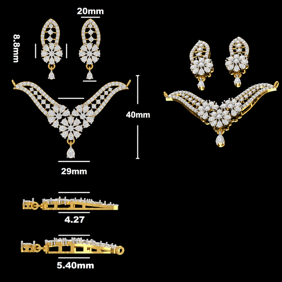 The Royal Fern Diamond Mangalsutra and Earring Set