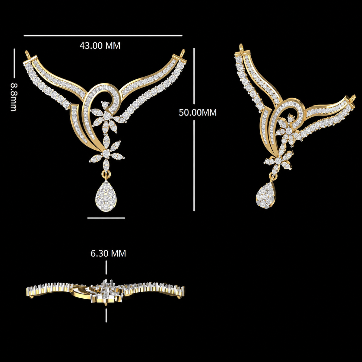 The Floral Swirl Heritage Diamond Mangalsutra Pendant