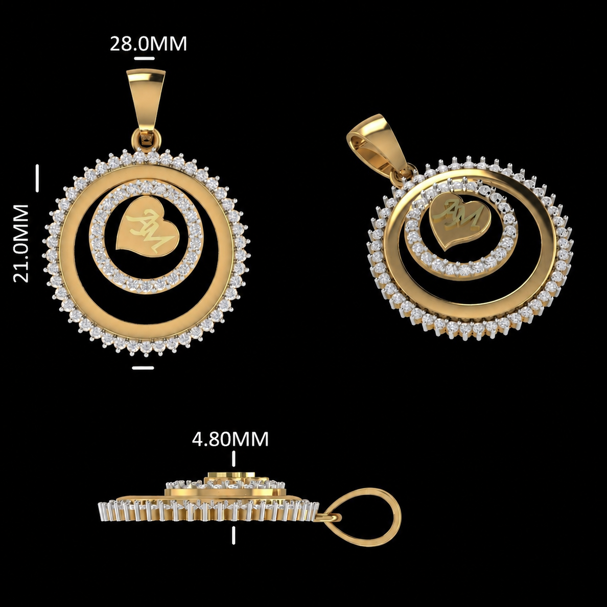 Sentiment Heart-in-Halo Diamond Pendant