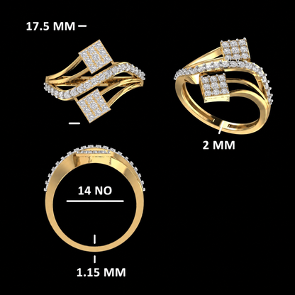 Modern Asymmetrical Cluster Diamond Ring