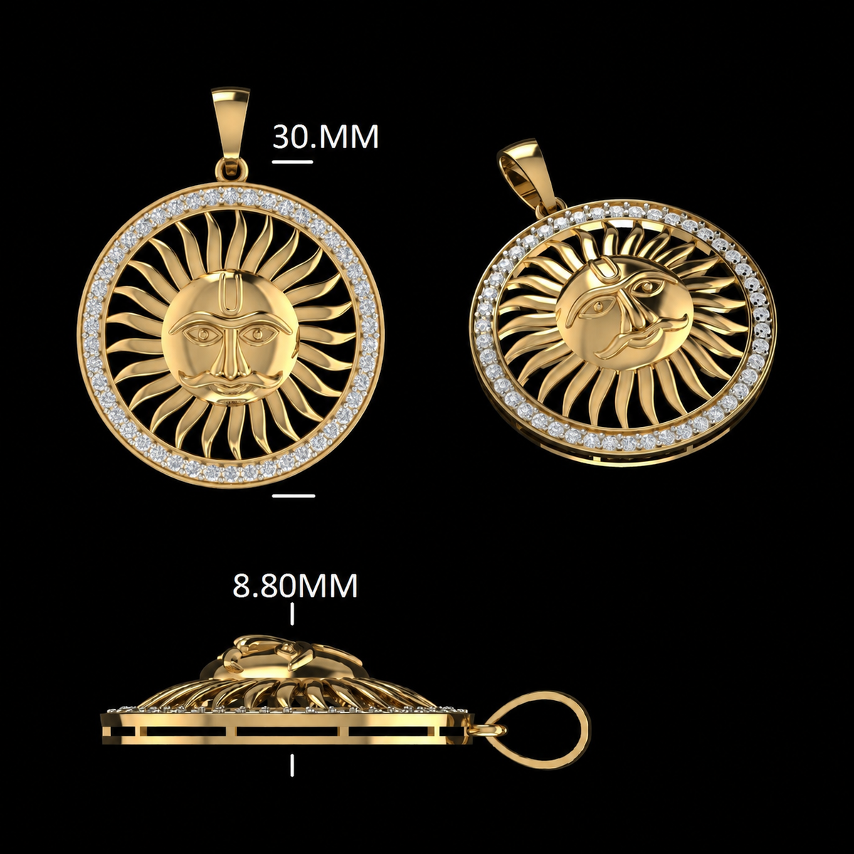 Sun Motif Diamond Pendant