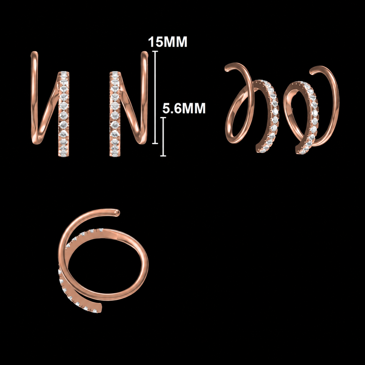 Modern Twisted Diamond Hoop Earrings