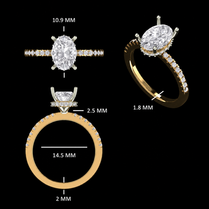 The Radiant Oval Solitaire Pave Ring