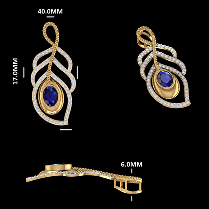 Peacock Feather Gemstone & Diamond Pendant