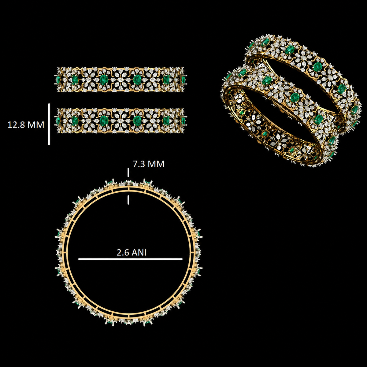 The Emerald Filigree Heirloom Bangle Set