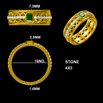 Elegant Emerald & Diamond Filigree Band Ring