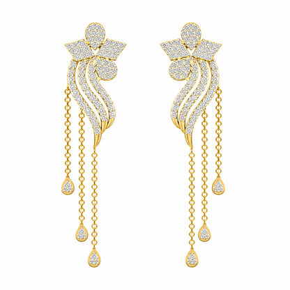 Golden Waves Diamond Drop Jhumka Earrings
