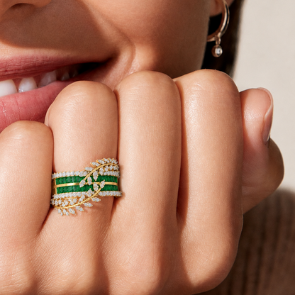 Leaf-Entwined Diamond Heirloom Designer ring