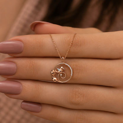 The Whimsical Nature-Inspired Diamond Bird Pendant