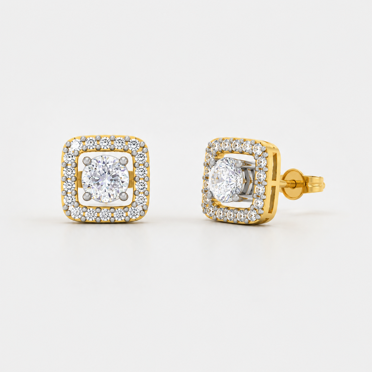 Radiant Square Halo Studs