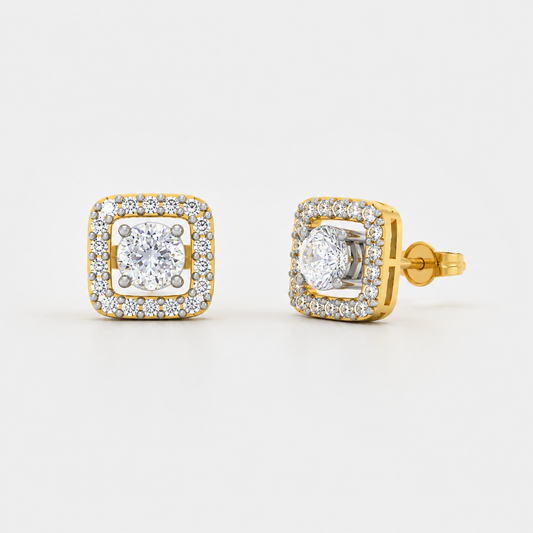 Radiant Square Halo Studs