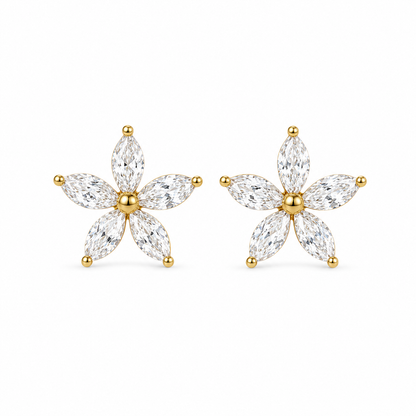 Marquise Petal Jasmine Stud Earrings