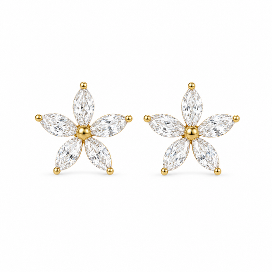 Marquise Petal Jasmine Stud Earrings