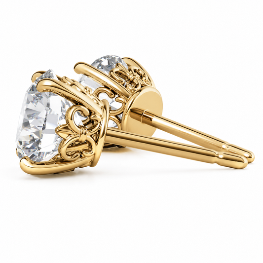 Round Solitaire Diamond Stud Earrings