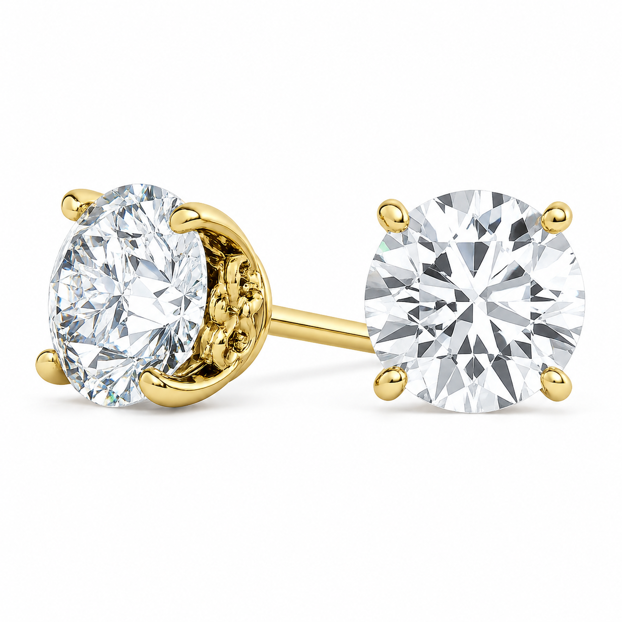 Round Solitaire Diamond Stud Earrings