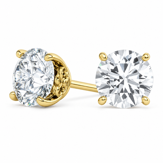 Round Solitaire Diamond Stud Earrings
