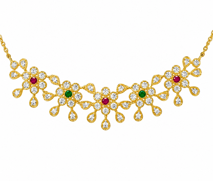 5 flowers bezel mangalsutra pendant side hooks
