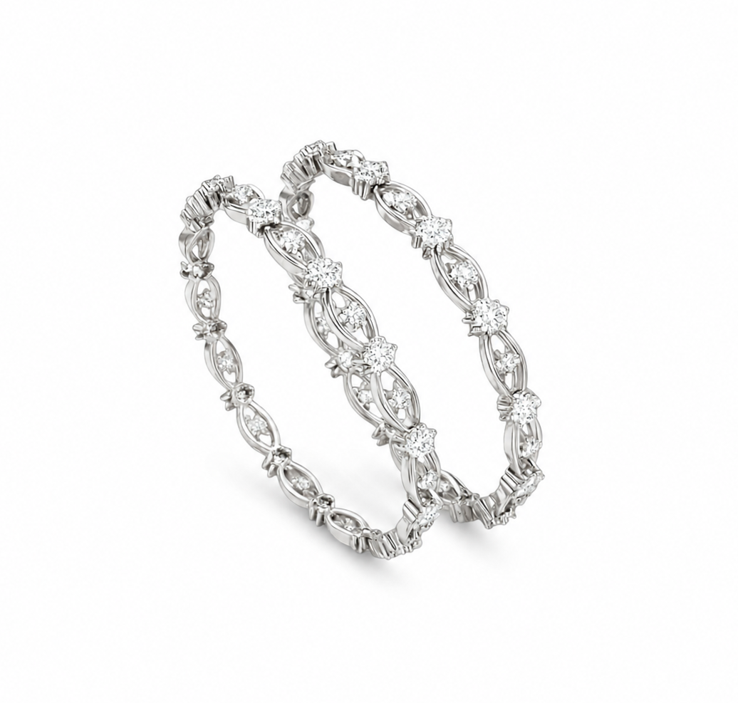 Floral Radiance Diamond Bangle