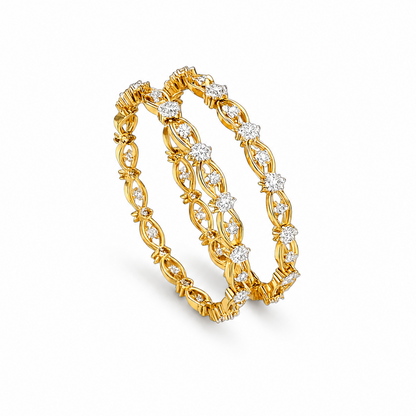 Floral Radiance Diamond Bangle