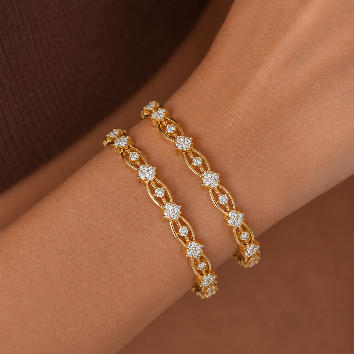 Floral Radiance Diamond Bangle